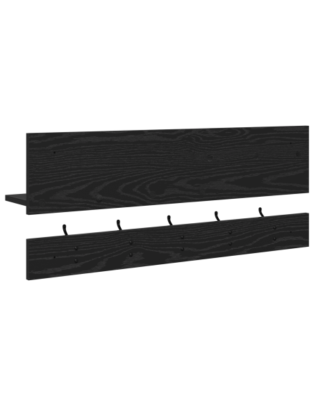 Appendiabiti a muro con lo scaffale Rovere nero 90 x 15 x 36 cm