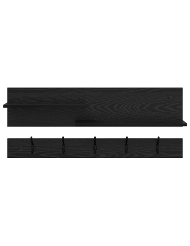Appendiabiti a muro con lo scaffale Rovere Nero 90 x 15 x 36 cm