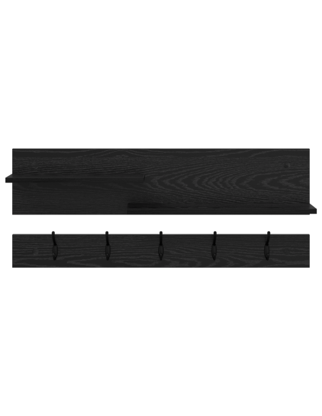 Appendiabiti a muro con lo scaffale Rovere nero 90 x 15 x 36 cm
