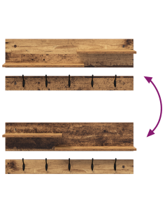 Appendiabiti a muro Legno vecchio 90 x 15 x 36 cm 2