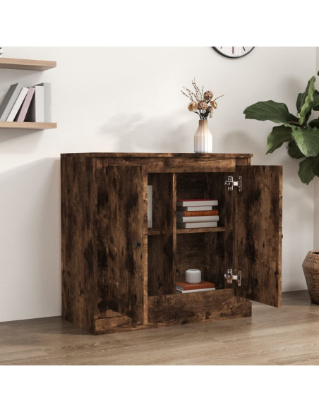 Credenza Rovere Fumo 70x35,5x67,5 cm in Legno Multistrato