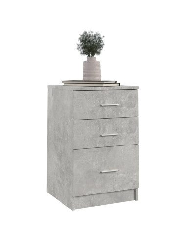 Comodino Grigio Cemento 40x40x63 cm in Legno Multistrato