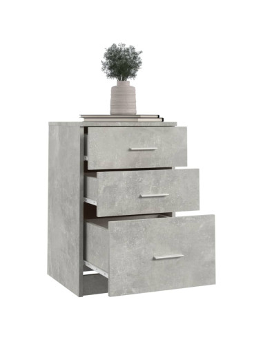 Comodino Grigio Cemento 40x40x63 cm in Legno Multistrato