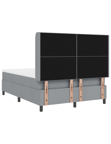 Letto a Sorgente LED Grigio chiaro 140 x 190 cm Tessuto