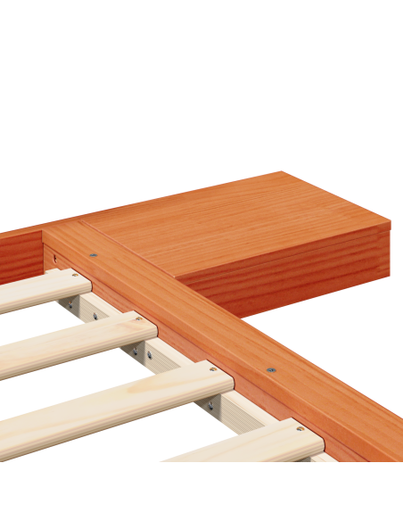 Struttura letto Piattaforma con Comodini Marrone Cerato 80x200cm Legno Massello