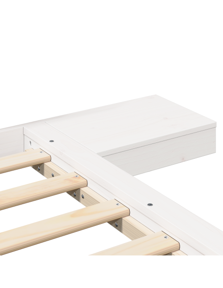 Struttura letto a pavimento con tavolini da comodino Bianco 90x190cm Legno massello