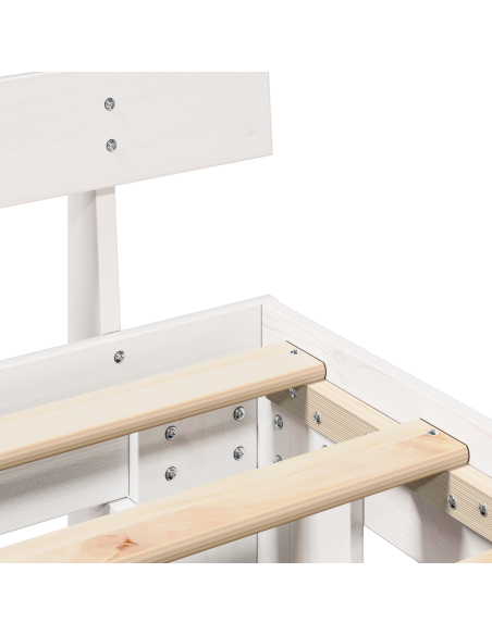 Telaio per Letto con Testiera Bianca 200x200 cm Legno Massello di Pino