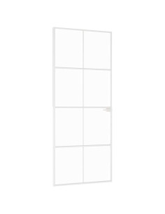 Porta Interna Bianca 83x201,5 cm Vetro Temperato Alluminio Slim
