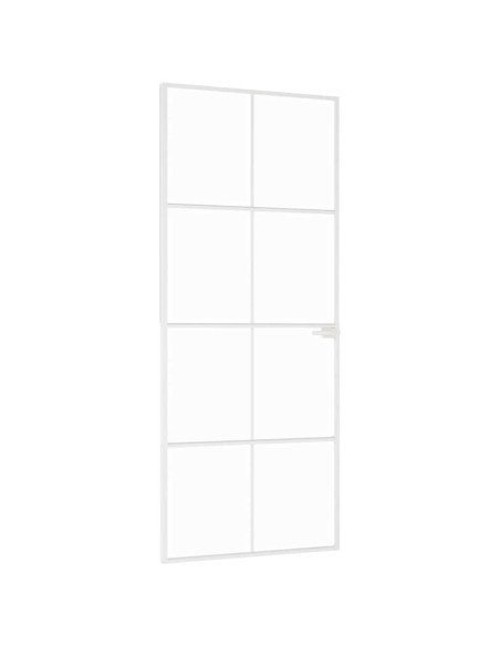 Porta Interna Bianca 83x201,5 cm Vetro Temperato Alluminio Slim