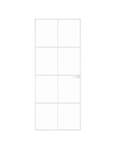 Porta Interna Bianca 83x201,5 cm Vetro Temperato Alluminio Slim 2