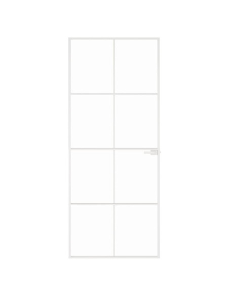 Porta Interna Bianca 83x201,5 cm Vetro Temperato Alluminio Slim