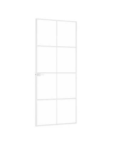 Porta Interna Bianca 83x201,5 cm Vetro Temperato Alluminio Slim
