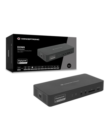 Conceptronic DONN31B replicatore di porte e docking station per laptop Cablato USB 3.2 Gen 2 (3.1 Gen 2) Type-C Nero