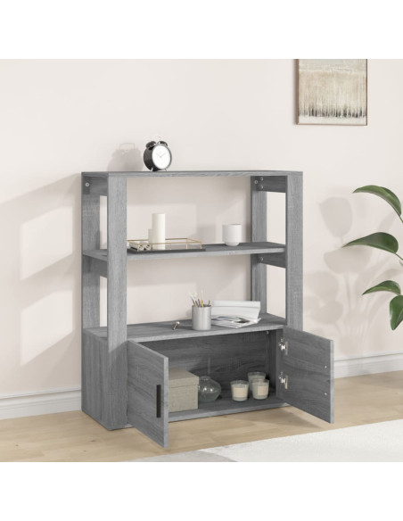 Credenza Grigio Sonoma 80x30x90 cm in Legno Multistrato
