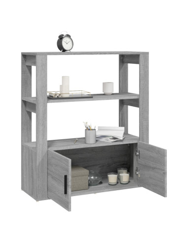 Credenza Grigio Sonoma 80x30x90 cm in Legno Multistrato