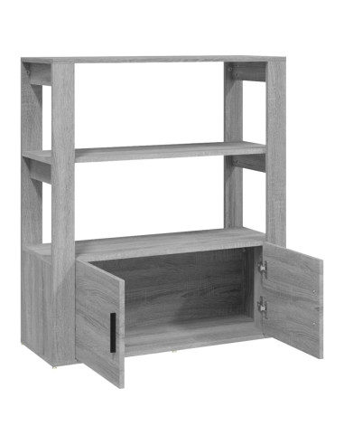 Credenza Grigio Sonoma 80x30x90 cm in Legno Multistrato