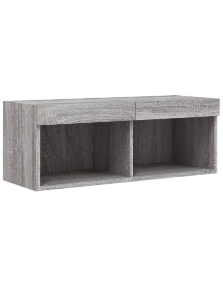 Set Mobili TV a Muro 8 pz con Luci LED Grigio Sonoma