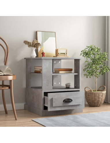 Tavolino Grigio Cemento 50x50x60 cm in Legno Multistrato