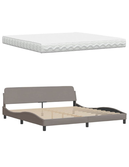 Letto con Materasso Tortora 200x200 cm in Tessuto