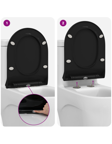 Sedile del WC Regolabile Nero 50 x 36,5 x 5 cm Polipropilene