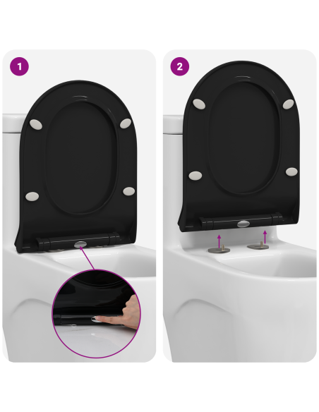 Sedile del WC Regolabile Nero 50 x 36,5 x 5 cm Polipropilene