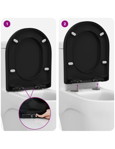 Sedile del WC Regolabile Nero 48 x 36,5 x 4,5 cm Polipropilene