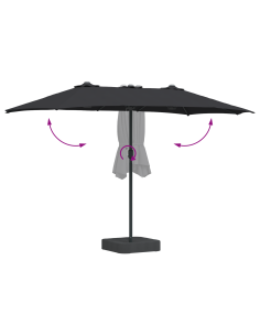 Ombrello da giardino Nero 385 x 209 x 244 cm 2