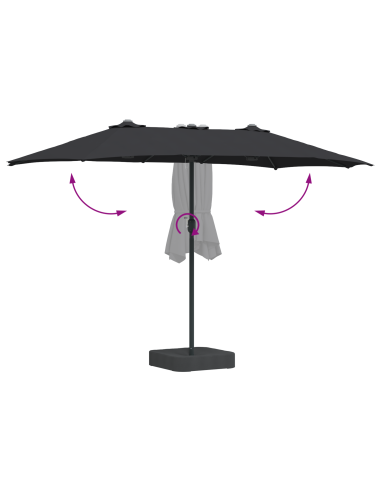 Ombrello da giardino Nero 385 x 209 x 244 cm