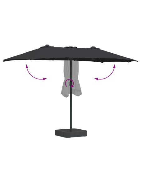 Ombrello da giardino Nero 385 x 209 x 244 cm Tessuto