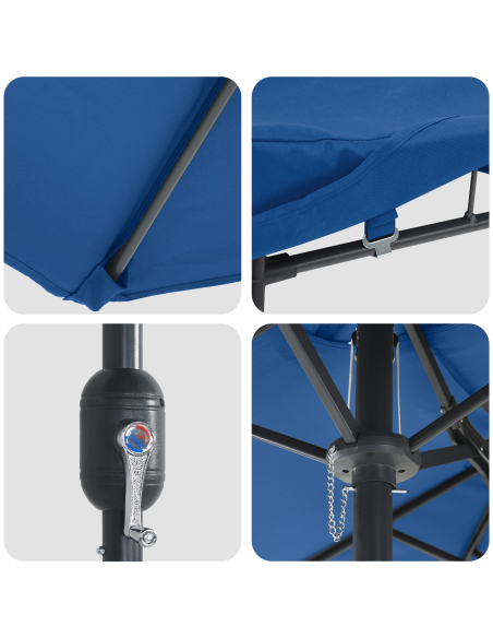 Ombrello da giardino Blu 385 x 209 x 244 cm Tessuto