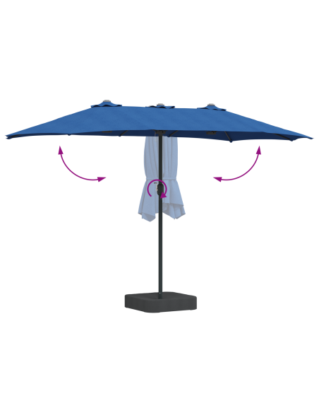 Ombrello da giardino Blu 385 x 209 x 244 cm Tessuto
