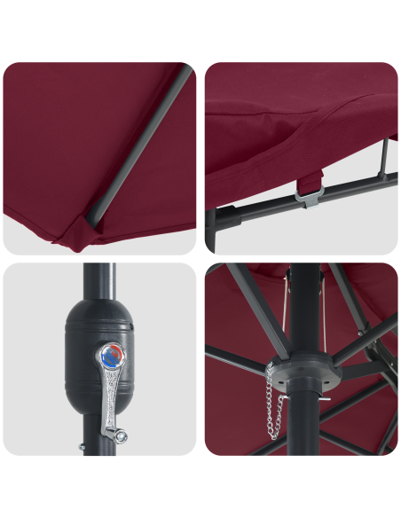 Ombrello da giardino Rosso bordò 385 x 209 x 244 cm Tessuto