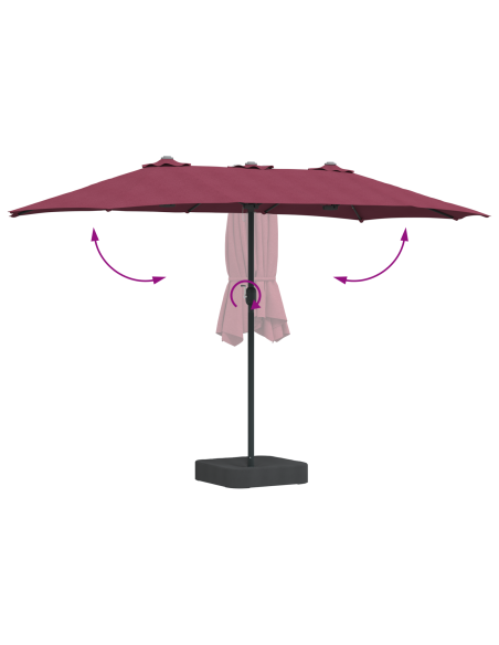 Ombrello da giardino Rosso bordò 385 x 209 x 244 cm Tessuto