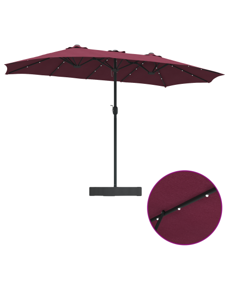 Ombrello da giardino Rosso bordò 385 x 209 x 244 cm Tessuto