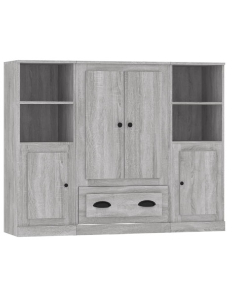 Credenze 3 pz Grigio Sonoma in Legno Multistrato