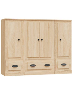 Credenze 3 pz Rovere Sonoma in Legno Multistrato 2