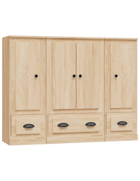 Credenze 3 pz Rovere Sonoma in Legno Multistrato