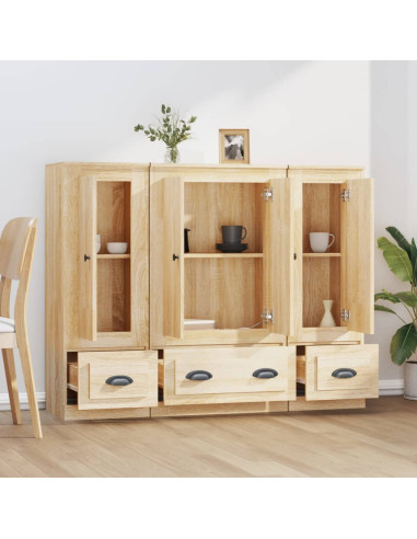 Credenze 3 pz Rovere Sonoma in Legno Multistrato