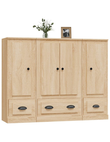 Credenze 3 pz Rovere Sonoma in Legno Multistrato