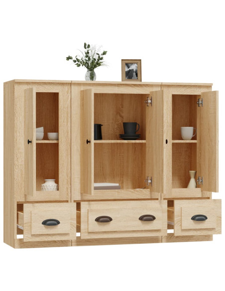 Credenze 3 pz Rovere Sonoma in Legno Multistrato