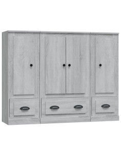 Credenze 3 pz Grigio Sonoma in Legno Multistrato