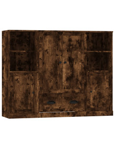 Credenze 3 pz Rovere Fumo in Legno Multistrato