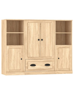 Credenze 3 pz Rovere Sonoma in Legno Multistrato