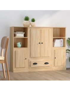 Credenze 3 pz Rovere Sonoma in Legno Multistrato 2