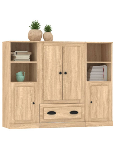 Credenze 3 pz Rovere Sonoma in Legno Multistrato