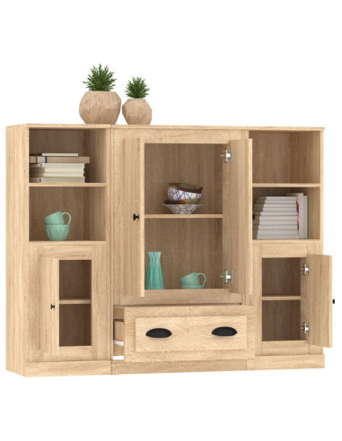 Credenze 3 pz Rovere Sonoma in Legno Multistrato