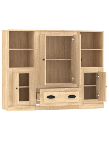 Credenze 3 pz Rovere Sonoma in Legno Multistrato