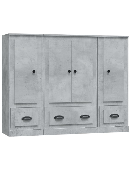 Credenze 3 pz Grigio Cemento in Legno Multistrato