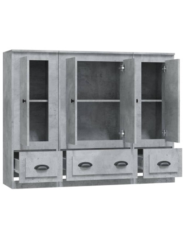 Credenze 3 pz Grigio Cemento in Legno Multistrato