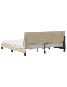 Letto con Materasso Crema 180x200 cm in Tessuto